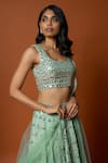 Buy_Mehak Murpana_Green Raw Silk Embroidered Mirror Round And Thread Lehenga Set 