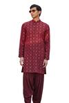 Bohame_Wine Kurta Georgette Embroidered Chikankari Dunn With Salwar_Online_at_Aza_Fashions