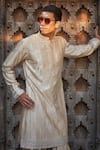 Buy_Bohame_Beige Kurta Chanderi Embroidered Chikankari Kaedyn With Salwar