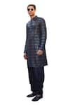 Bohame_Blue Kurta Georgette Embroidered Chikankari Karlos Sequin With Salwar _Online_at_Aza_Fashions