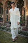 Buy_Bohame_Ivory Kurta Embroidered Luke Sequin With Salwar_at_Aza_Fashions