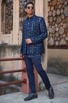 Bohame_Blue Jacket Georgette Embroidered Chikankari Owen With Kurta Set _at_Aza_Fashions