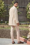 Bohame_Beige Jacket Georgette Embroidered Chikankari Rowan Chicanery With Kurta Set _at_Aza_Fashions