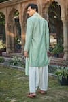 Shop_Bohame_Green Kurta Chanderi Silk Embroidered Chikankari Gian Set _at_Aza_Fashions