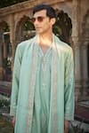 Buy_Bohame_Green Kurta Chanderi Silk Embroidered Chikankari Gian Set 