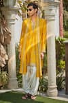 Buy_Bohame_Yellow Kurta Chanderi Silk Embroidered Zari Thread Paul Set _at_Aza_Fashions