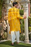 Shop_Bohame_Yellow Kurta Chanderi Silk Embroidered Zari Thread Paul Set _at_Aza_Fashions