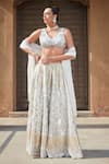 Bohame_White Georgette Embroidered Sequin V-neck Mona Chikankari Lehenga Set _at_Aza_Fashions