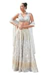 Buy_Bohame_White Georgette Embroidered Sequin V-neck Mona Chikankari Lehenga Set 