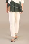 AMPM_Ivory Linen Printed Abstract Band Collar Shireen Shirt And Pant Set _Online_at_Aza_Fashions