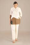 Buy_Ampm_Ivory Linen Bandeau Neck Shireen Abstract Pattern Shirt And Pant Set _at_Aza_Fashions