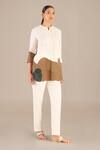 Shop_Ampm_Ivory Linen Bandeau Neck Shireen Abstract Pattern Shirt And Pant Set _Online_at_Aza_Fashions
