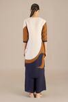 Shop_AMPM_Beige Linen Printed Abstract Collar Kara Tunic And Palazzo Set _at_Aza_Fashions