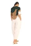 Shop_AMPM_Ivory Linen Printed Abstract Round Top And Dhoti Pant Set _Online_at_Aza_Fashions