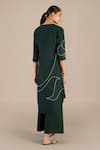Shop Ampm Green Linen Collared Abstract Print Tunic And Palazzo Set at Aza Fashions Shop_Ampm_Green Linen Collared Abstract Print Tunic And Palazzo Set_at_Aza_Fashions