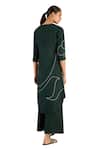 Ampm Green Linen Collared Abstract Print Tunic And Palazzo Set at Aza Fashions Ampm_Green Linen Collared Abstract Print Tunic And Palazzo Set_at_Aza_Fashions