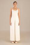 Ampm_Ivory Satin Organza Solid Shawl Lapel Mana Collar Throw Set _Online