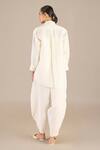 Shop_AMPM_Ivory Linen Solid Collar Neck Elizah Plain Shirt Dhoti Pant Set _at_Aza_Fashions