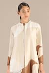 Buy_AMPM_Beige Chanderi Print Blossom Mandarin Collar Jacket Palazzo Set _Online_at_Aza_Fashions
