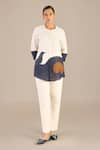 Buy_AMPM_Ivory Linen Print Fleur Scoop Neck Colorblocked Shirt With Pant _at_Aza_Fashions