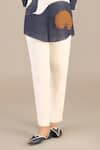 Buy_AMPM_Ivory Linen Print Fleur Scoop Neck Colorblocked Shirt With Pant _Online_at_Aza_Fashions