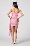 Shop_S&N by Shantnu Nikhil_Pink Metallic Jersey Printed Floral Straight Draped Dress _at_Aza_Fashions