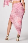 Shop_S&N by Shantnu Nikhil_Pink Jersey Printed Floral Asymmetric Skirt_at_Aza_Fashions