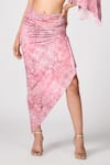 Buy_S&N by Shantnu Nikhil_Pink Jersey Printed Floral Asymmetric Skirt_Online_at_Aza_Fashions