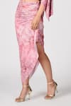 Shop_S&N by Shantnu Nikhil_Pink Jersey Printed Floral Asymmetric Skirt_Online_at_Aza_Fashions