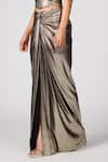 Buy_S&N by Shantnu Nikhil_Gold Pewter Lurex Textured Metallic Slit Skirt _Online_at_Aza_Fashions