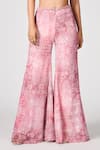 Buy_S&N by Shantnu Nikhil_Pink Chiffon Printed Floral Flared Pant _Online_at_Aza_Fashions