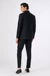 Shop_S&N by Shantnu Nikhil_Black Poly Spandex Suiting Plain Solid Button Down Bandhgala _at_Aza_Fashions