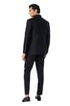 S&N by Shantnu Nikhil_Black Poly Spandex Suiting Plain Solid Button Down Bandhgala _at_Aza_Fashions