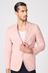 Buy_S&N by Shantnu Nikhil_Pink Cotton Twill Crest Work Jacket _Online_at_Aza_Fashions