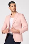 Shop_S&N by Shantnu Nikhil_Pink Cotton Twill Crest Work Jacket _Online_at_Aza_Fashions