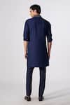 Shop_S&N by Shantnu Nikhil_Blue Terylene Embroidered Placket And Collar Kurta _at_Aza_Fashions