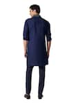 S&N by Shantnu Nikhil_Blue Terylene Embroidered Placket And Collar Kurta _at_Aza_Fashions