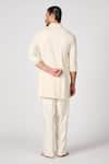 Shop_S&N by Shantnu Nikhil_Off White Terylene Crest Embroidered Short Kurta _at_Aza_Fashions