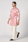 Shop_S&N by Shantnu Nikhil_Pink Giza Cotton Printed Abstract Kurta _Online_at_Aza_Fashions