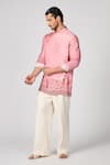 Shop_S&N by Shantnu Nikhil_Pink Giza Cotton Printed Abstract Short Kurta _Online_at_Aza_Fashions