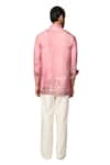 S&N by Shantnu Nikhil_Pink Giza Cotton Printed Abstract Short Kurta _at_Aza_Fashions