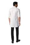 S&N by Shantnu Nikhil_Off White Poly Blend Crest Embroidered Short Kurta _at_Aza_Fashions