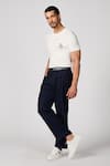 Buy_S&N by Shantnu Nikhil_White Viscose Crest Embroidered Round Neck T-shirt_Online_at_Aza_Fashions