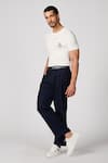 Buy_S&N by Shantnu Nikhil_White Viscose Crest Embroidered Round Neck T-shirt _Online_at_Aza_Fashions