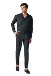 S&N by Shantnu Nikhil_Black Terylene Plain Draped Shirt_at_Aza_Fashions