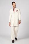 Buy_S&N by Shantnu Nikhil_Off White Cotton Twill Lycra Plain Sherwani _at_Aza_Fashions