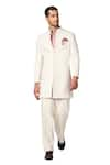 S&N by Shantnu Nikhil_Off White Cotton Twill Lycra Plain Sherwani _Online_at_Aza_Fashions