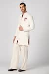 Shop_S&N by Shantnu Nikhil_Off White Cotton Twill Lycra Plain Sherwani _Online_at_Aza_Fashions