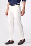 Shop_S&N by Shantnu Nikhil_Off White Terry Cotton Plain Knitted Straight Fit Trouser_Online_at_Aza_Fashions