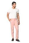 S&N by Shantnu Nikhil_Pink Cotton Twill Plain Straight Fit Trouser_Online_at_Aza_Fashions